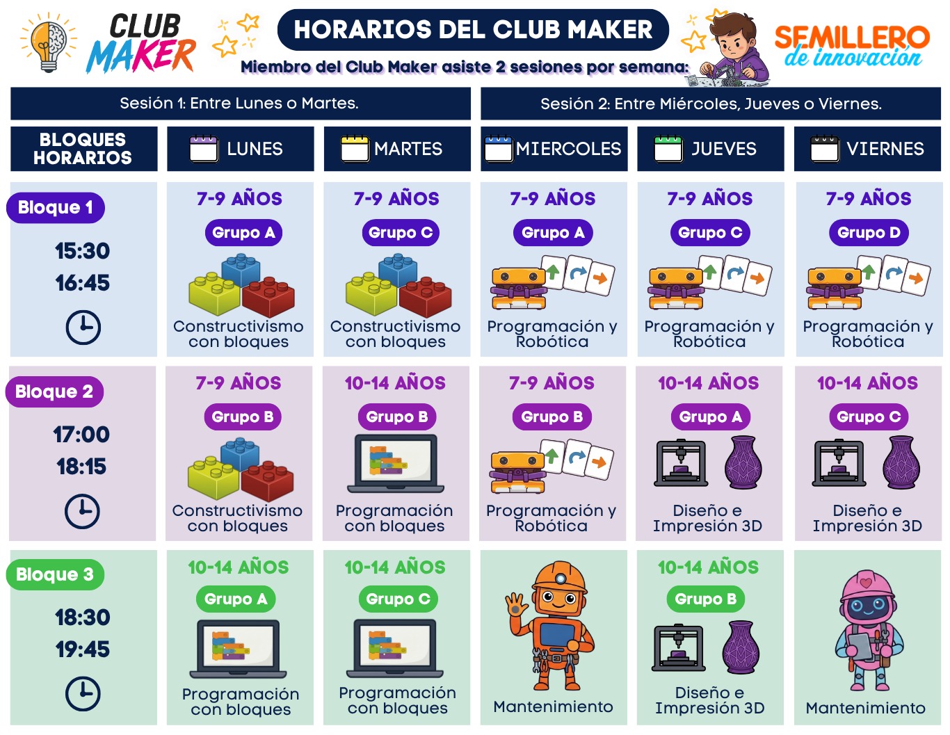 HORARIO SEPTIEMBRE CLUB MAKER